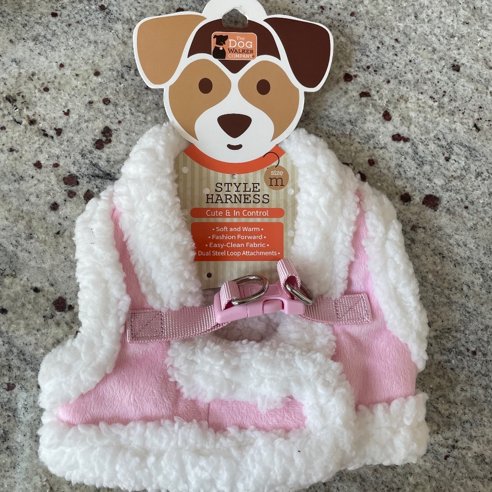 Cute Pink Fuzzy DOG Harness from The DOG WALKER Company